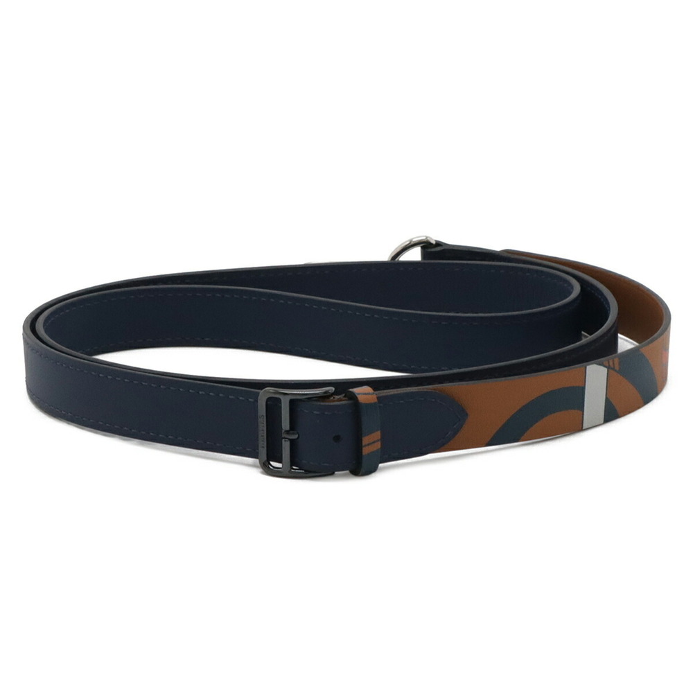 HERMES choker neck strap holder, Veau Swift leather, navy brown multicolor, W...